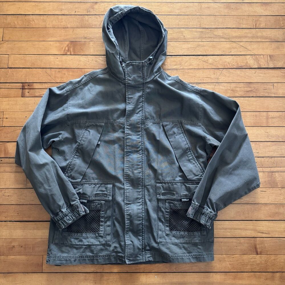 Old Navy Military Style Jacket Mens  Small Army Green Stowaway Hood Utility Y2K
